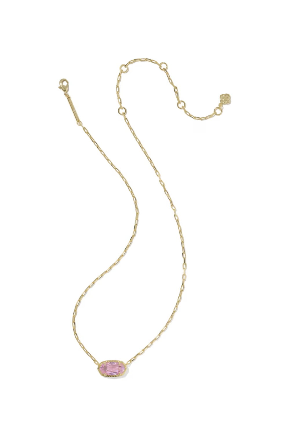 Kendra Scott Elisa Luxe Gold Short Pendant Necklace in Light Pink