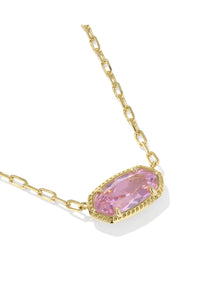 Kendra Scott Elisa Luxe Gold Short Pendant Necklace in Light Pink