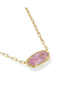 Kendra Scott Elisa Luxe Gold Short Pendant Necklace in Light Pink