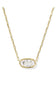 Kendra Scott Elisa Luxe Gold Short Pendant Necklace in White CZ