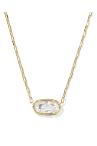 Kendra Scott Elisa Luxe Gold Short Pendant Necklace in White CZ