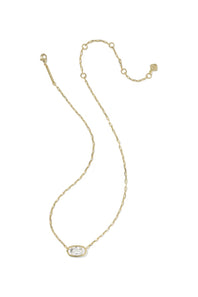 Kendra Scott Elisa Luxe Gold Short Pendant Necklace in White CZ