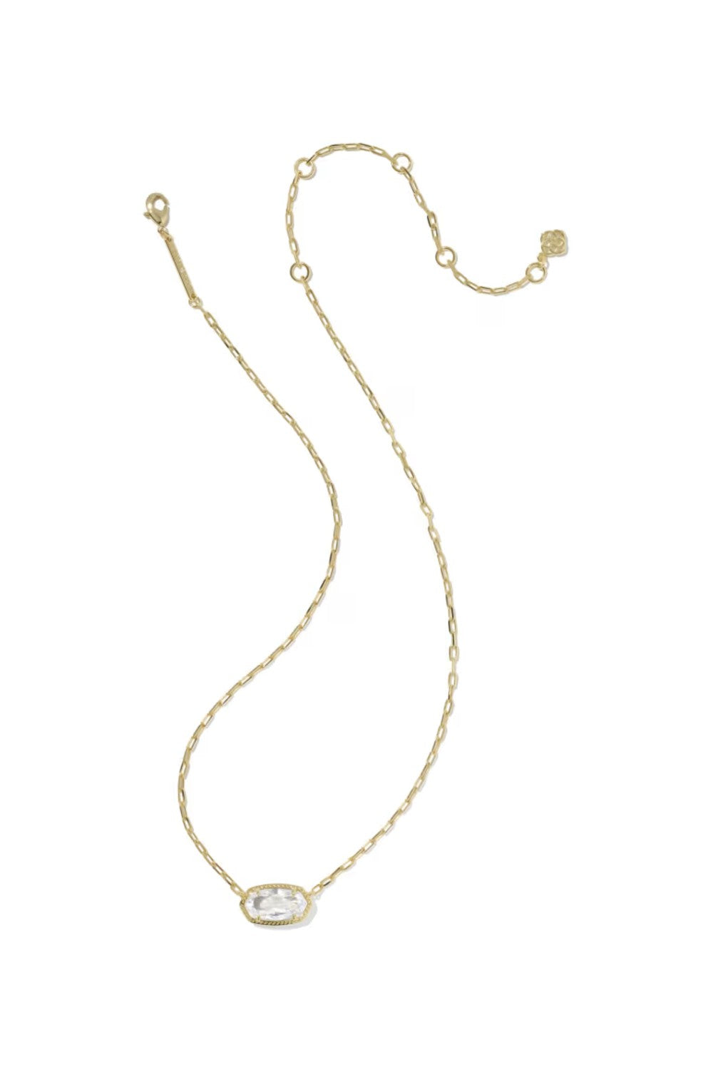 Kendra Scott Elisa Luxe Gold Short Pendant Necklace in White CZ