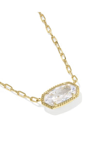 Kendra Scott Elisa Luxe Gold Short Pendant Necklace in White CZ