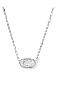 Kendra Scott Elisa Luxe Silver Short Pendant Necklace in White CZ | 9608890798