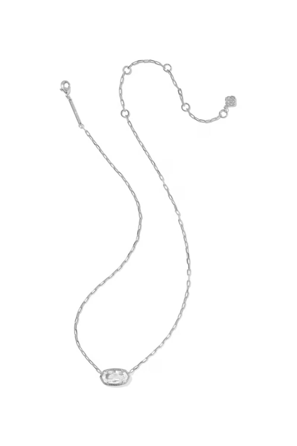 Kendra Scott Elisa Luxe Silver Short Pendant Necklace in White CZ | 9608890798