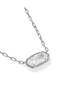Kendra Scott Elisa Luxe Silver Short Pendant Necklace in White CZ | 9608890798