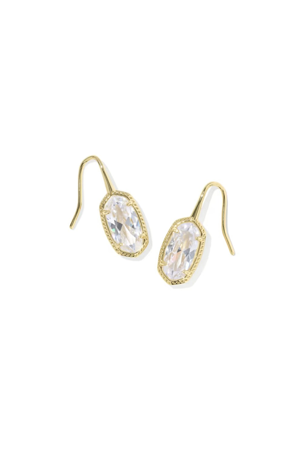 Kendra Scott Lee Luxe Gold Drop Earrings in White CZ | 9608890797