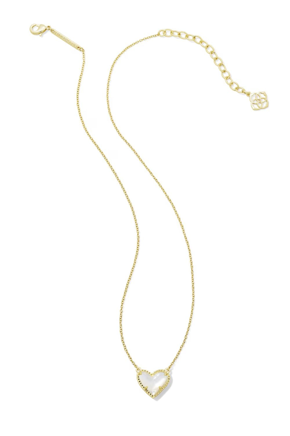 Kendra Scott Ari Heart Gold Pendant Necklace in Ivory Mother of Pearl | 9608890593
