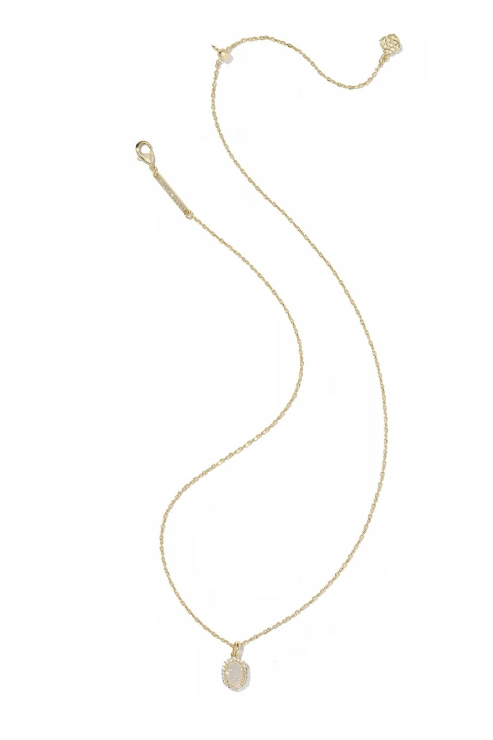 Kendra Scott Daphne Gold Crystal Frame Short Pendant Necklace in Iridescent Drusy | 9608890312