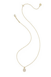 Kendra Scott Daphne Gold Crystal Frame Short Pendant Necklace in Iridescent Drusy | 9608890312