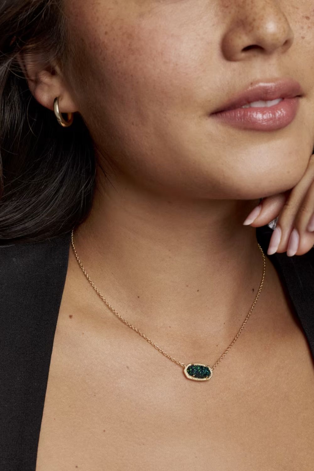 Kendra Scott Elisa Gold Pendant Necklace in Night Kyocera Opal | 9608802374