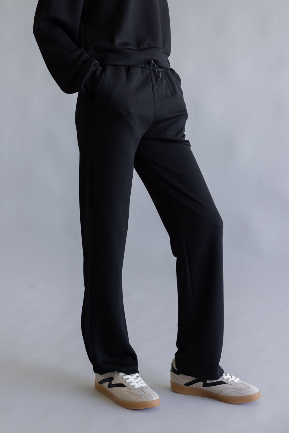 Love Tree Buttery Soft Wide Leg Jogger Pants for Women in Black