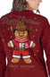 A woman wearing a dark red long-sleeve shirt, viewed from the back. The shirt features a large graphic of a gingerbread man wearing a cowboy hat and red sweater, with 'Merry Christmas' written above and 'simply southern COLLECTION' below.