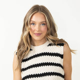 La Miel Crochet Sweater Top for Women in Cream/Black