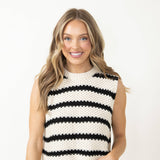 La Miel Crochet Sweater Top for Women in Cream/Black