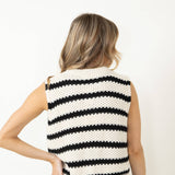 La Miel Crochet Sweater Top for Women in Cream/Black