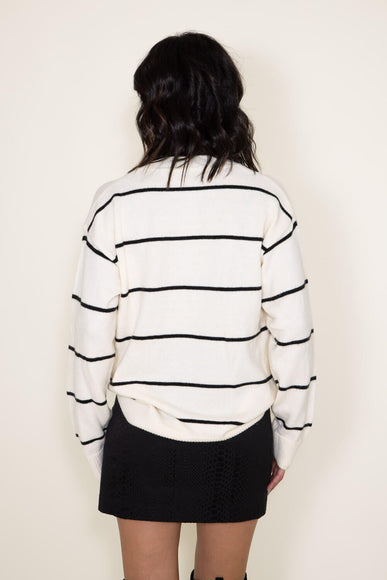 La Miel Pencil Striped Sweater for Women in Powder Off White