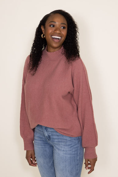 La Miel Mock Neck Sweater for Women in Rosewood