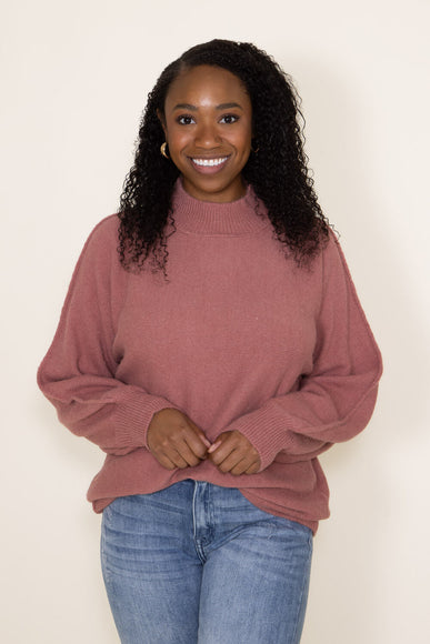 La Miel Mock Neck Sweater for Women in Rosewood