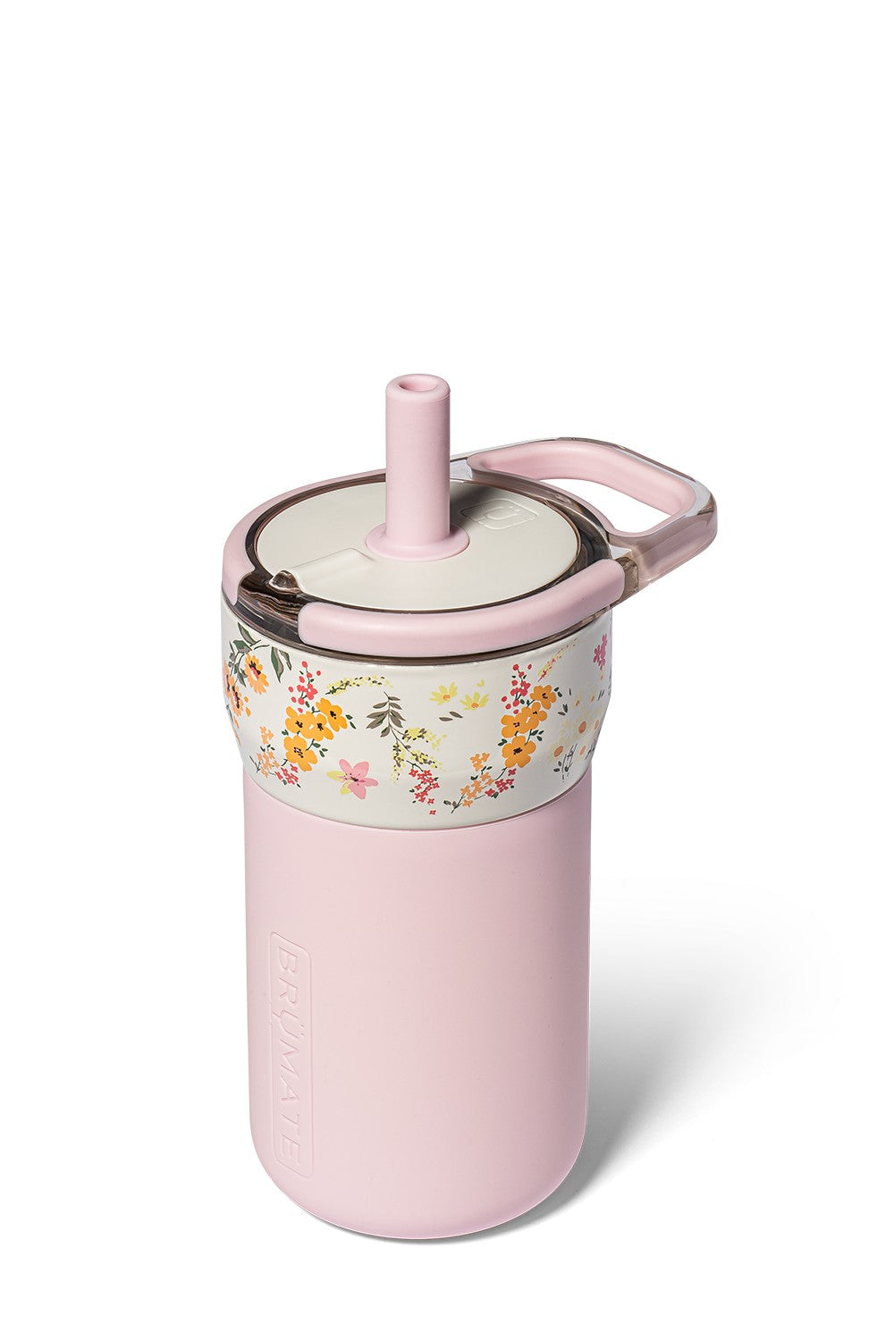 Made for kids, solid pastel pink with white and floral accents 