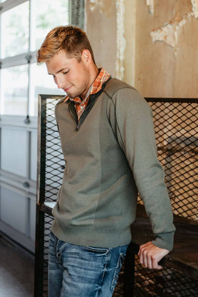 1897 Original 1/4 Zip Mock Neck Sweater for Men in Green
