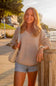 V Neck Sweater for Women in Dark Beige