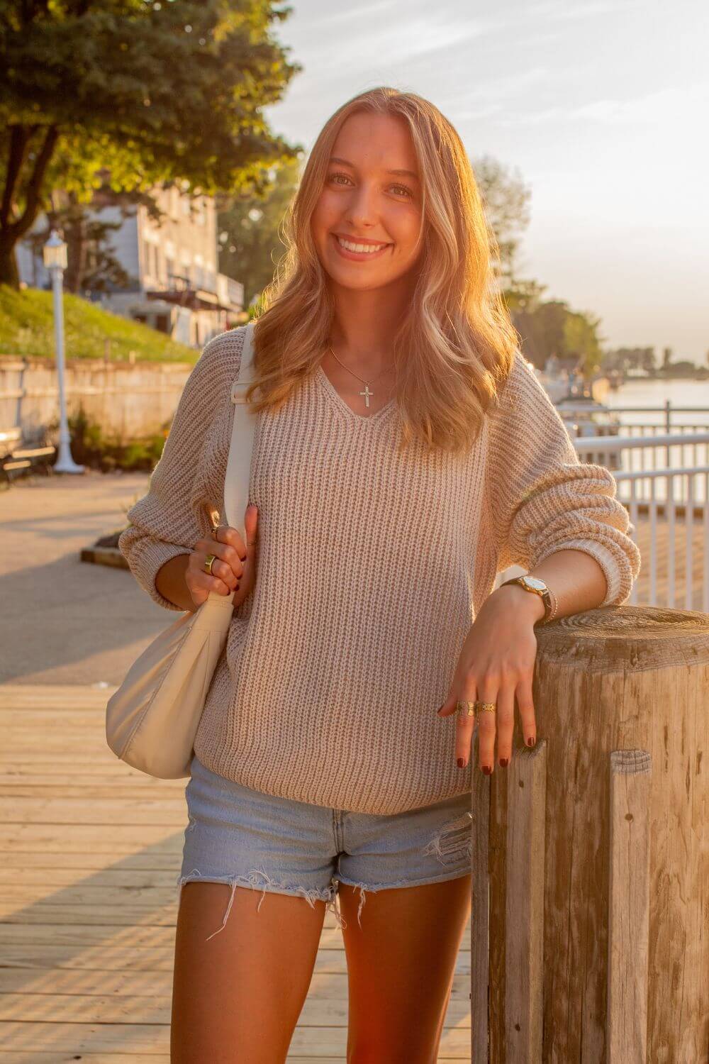 V Neck Sweater for Women in Dark Beige