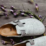 Birkenstock Boston Wool Clogs for Women in Light Grey