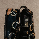 Birkenstock Milano Big Buckle Sandals for Women in High Shine Black