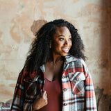 Plaid Oversized Shacket for Women in Orange