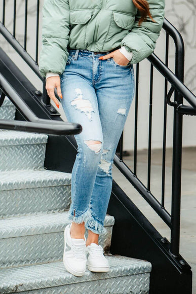 KanCan Distressed Ankle Skinny Jeans for Women