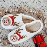 Christmas Rudolph Slippers for Women in White