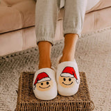 Christmas Smiley Face Slippers for Women in White