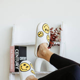 Multi Smiley Face Slippers for Women in White