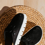 Papillio by Birkenstock Boston Chunky Suede Leather Clogs for Women in Black