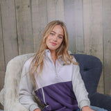 Womens Simply Southern Color Block Quarter Zip Pullover for Women in Purple