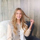 Womens Simply Southern Color Block Shacket for Women in Brown/White