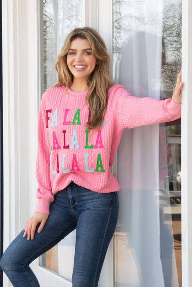 Simply Southern FA LA LA Braided Sweatshirt for Women in Pink