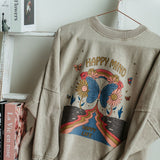 Simply Southern Happy Mind Distressed Pullover for Women in Cream