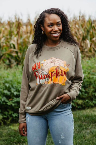 Simply Southern Hey Pumpkin Sweatshirt for Women in Olive