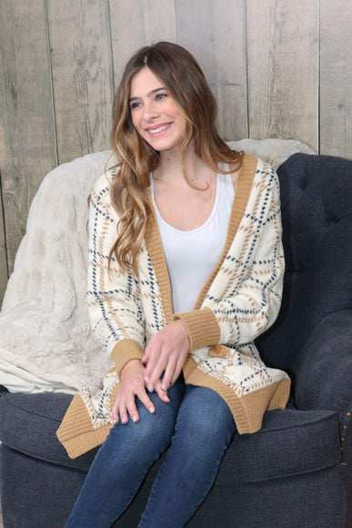 Women Simply Southern Open Front Plaid Cardigan for Women in Brown