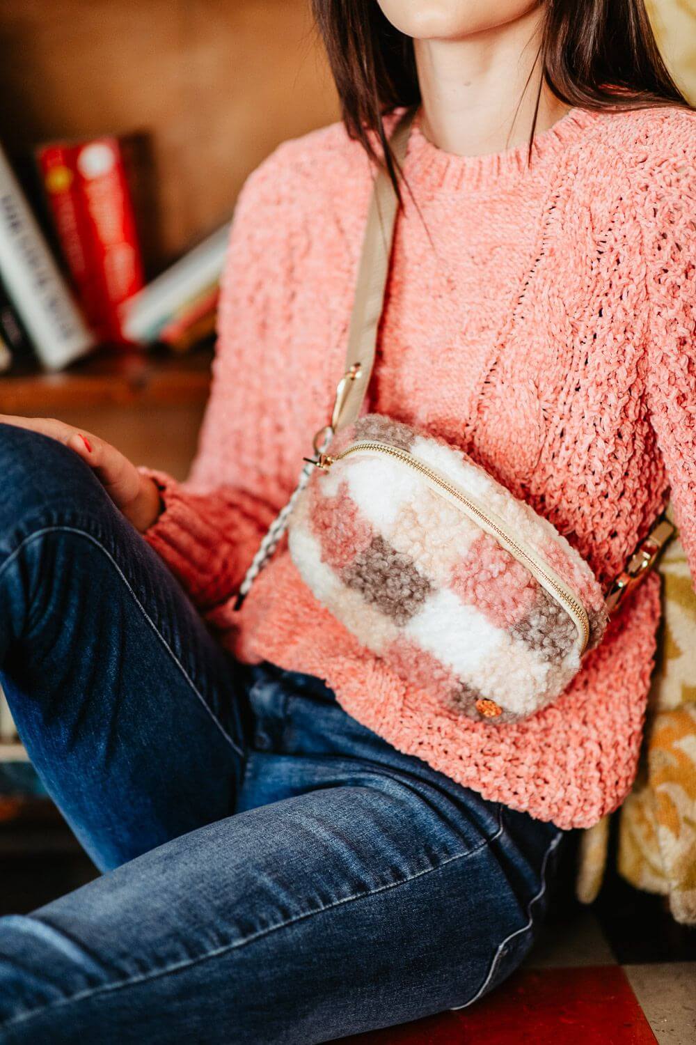 Black & Cream Checkered Sling Bag