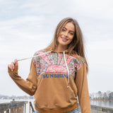 Simply Southern Sunshine Patchwork Hoodie for Women in Brown