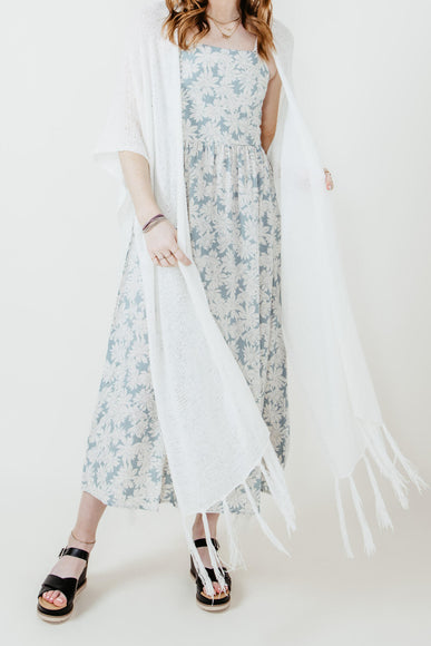 Long Fringe Kimono for Women in Ivory