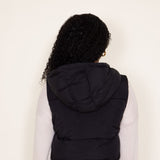 Love Tree Hooded Zipper Puffer Vest for Women in Black