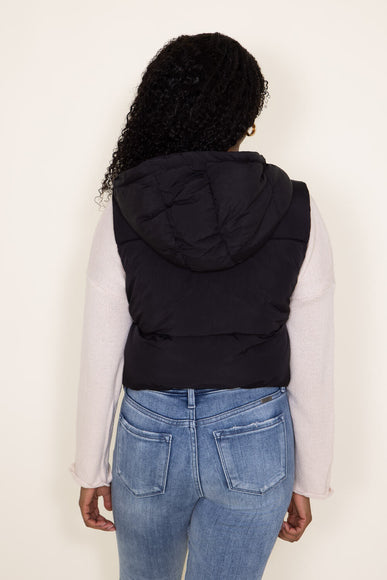Love Tree Hooded Zipper Puffer Vest for Women in Black