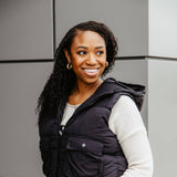 Love Tree Hooded Zipper Puffer Vest for Women in Black