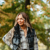 Love Tree Pleather Puffer Vest for Women in Black