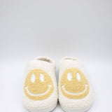 MIA Shoes Smiley Face Slippers for Women in Oatmeal/White